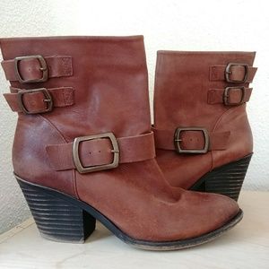 Lucky Brand Tommie Buckled Brown Ankle Boots 10M